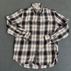 Carhartt Shirt Mens Medium Gray Plaid Flannel Relaxed Fit Button Up Long Sleeve